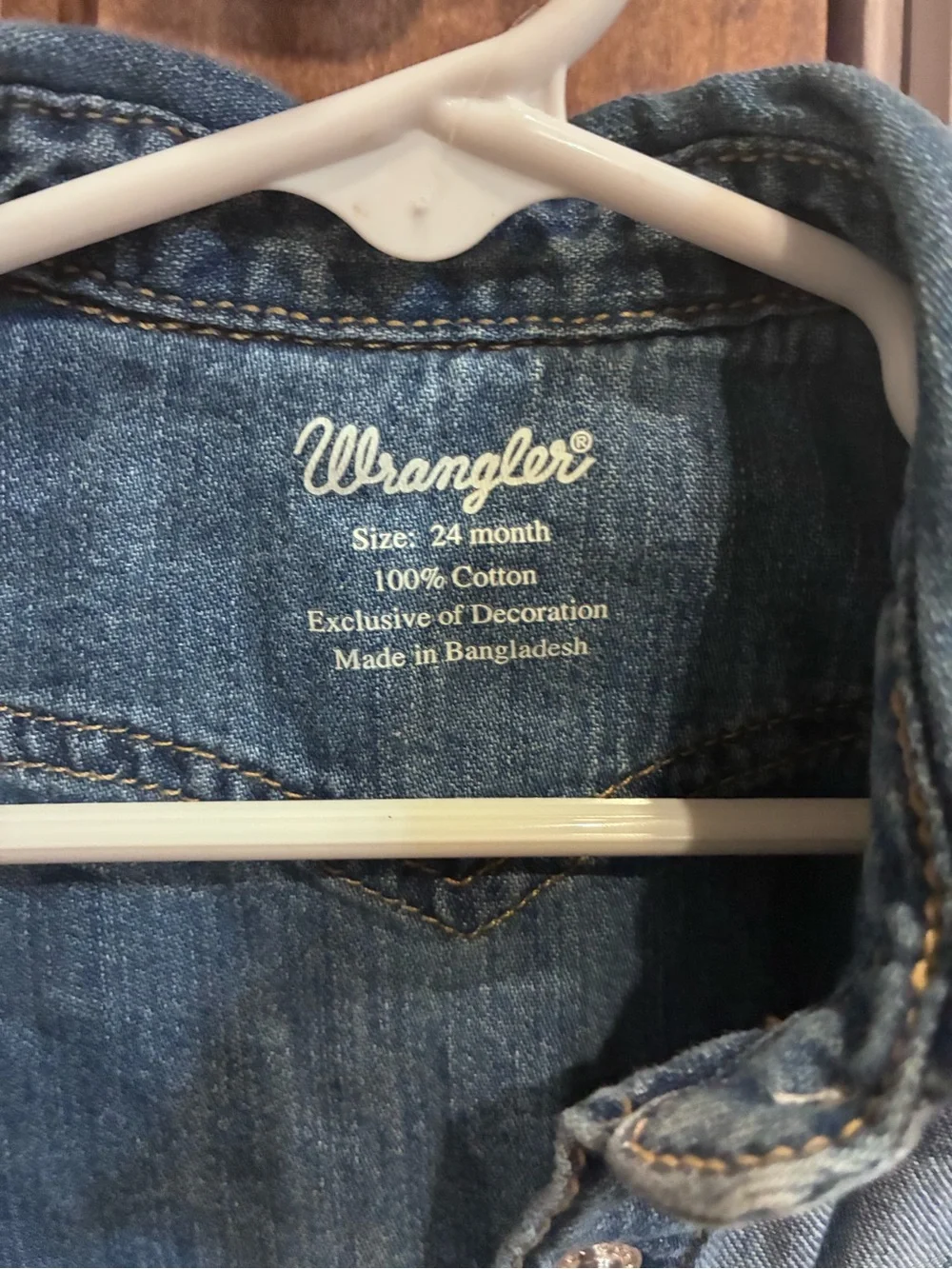Wrangler Two-Tone Denim Button-Front Toddler Dress - Blue